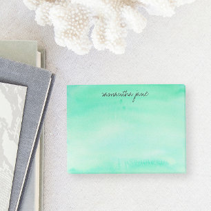 Mint Green Watercolor Personalised Post-it Notes