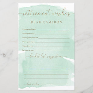 Mint Green Watercolor Retirement Wishes