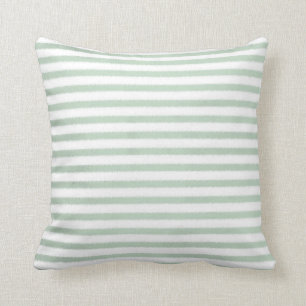Mint Green Watercolor Stripes Cushion