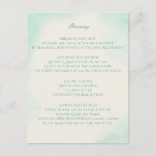 Mint Green Watercolor Wedding Intinerary Enclosure Card