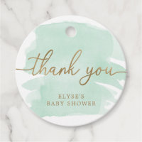 Mint Green Watercolour Thank You Favour Tag
