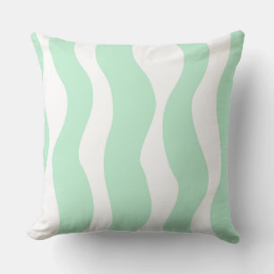 Mint Green Wavy Abstract Pattern Cushion
