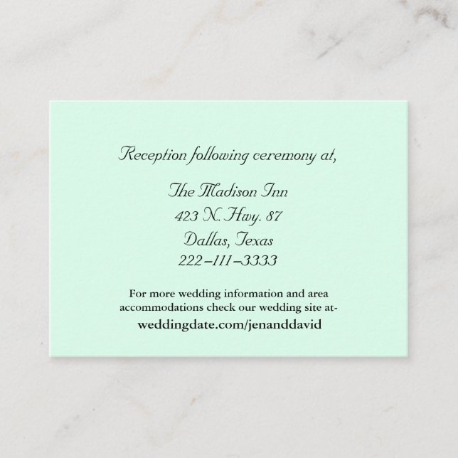 Mint Green Wedding enclosure cards (Front)