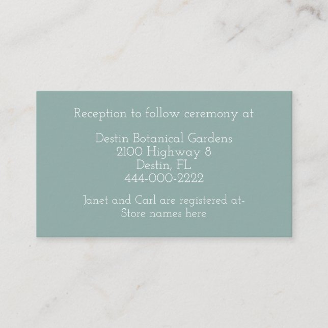 Mint Green Wedding Information Card (Front)