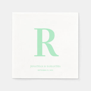 Mint Green Wedding Monogram Modern Napkin