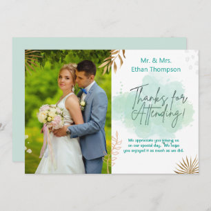 Mint Green Wedding Photo Flat Thank You Card