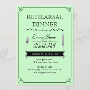 Mint Green Wedding Rehearsal Dinner Invitations