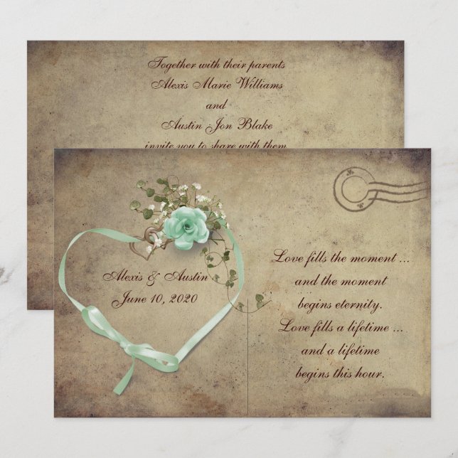 mint green Wedding Rose Postcard (Front/Back)