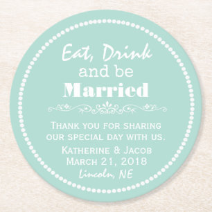 Mint Green Wedding Thank You Favour Paper Coaster