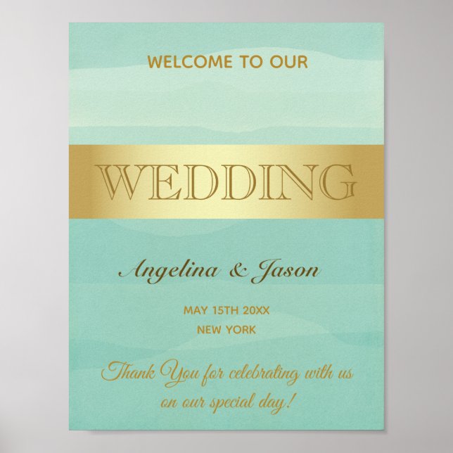 Mint Green Welcome Wedding Poster (Front)