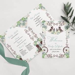 Mint Green Western Charro Quinceañera Program Invitation