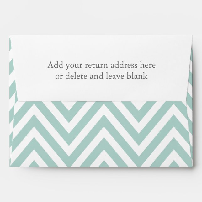 Mint Green White Chevron Zig Zag Pattern Envelope (Back (Top Flap))