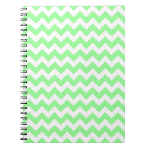 Mint Green White Chevron Zig-Zag Pattern Notebook