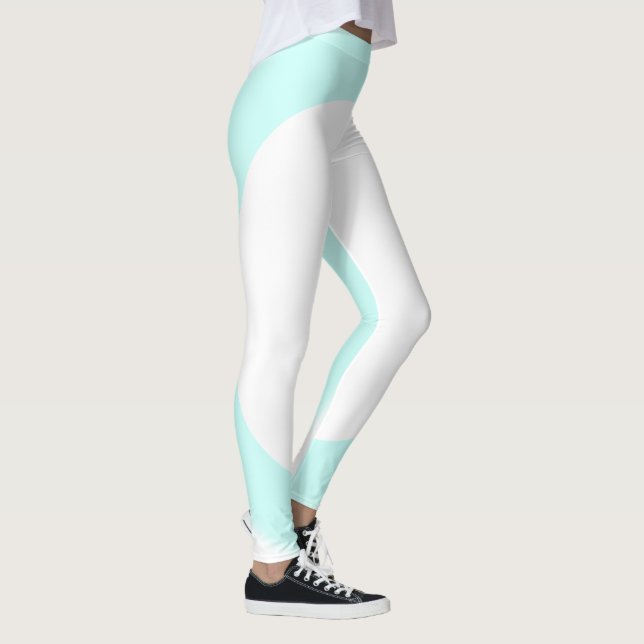 Mint Green White Colours Modern Elegant Template Leggings (Right)
