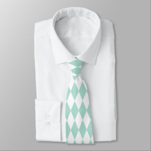 Mint Green & White Diamond Shapes Retro Neck Tie