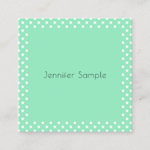 Mint Green White Dots Elegant Template Modern Square Business Card