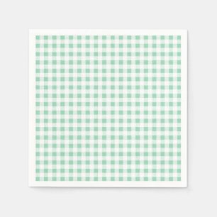 Mint Green White Gingham Pattern Napkin