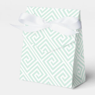 Mint green, white Greek Key pattern wedding Favour Box