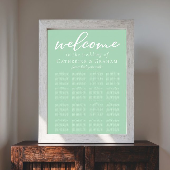 Mint Green White Minimalist Wedding Seating Chart (Creator Uploaded)