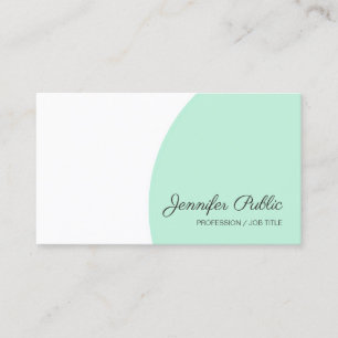 Mint Green White Modern Handwriting Script Name Business Card