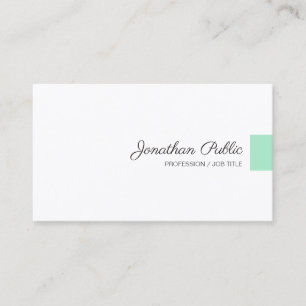 Mint Green White Modern Handwritten Script Name Business Card
