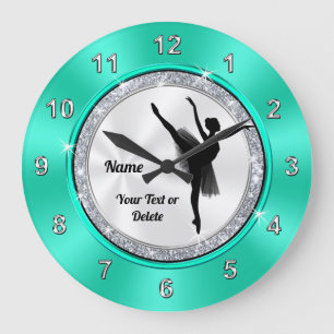 Mint Green, White Personalised Ballerina Clock
