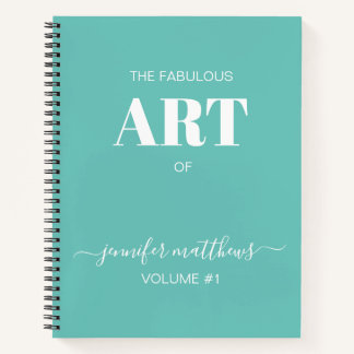 Mint Green White Personalised Sketchbook Your Name Notebook
