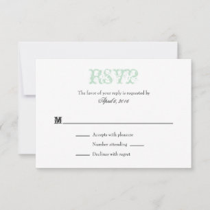 Mint Green White Plain Simple Wedding RSVP Cards