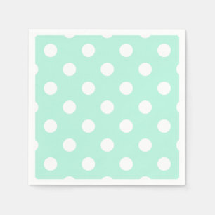 Mint green white polka dot cocktail napkins