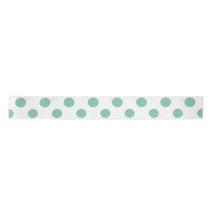 Mint Green White Polka Dots Pattern Satin Ribbon