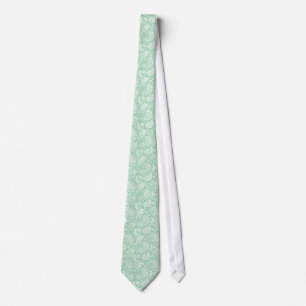 Mint Green & White Retro Ornate Paisley Pattern Tie