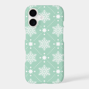 Mint Green White Snowflakes Christmas Pattern