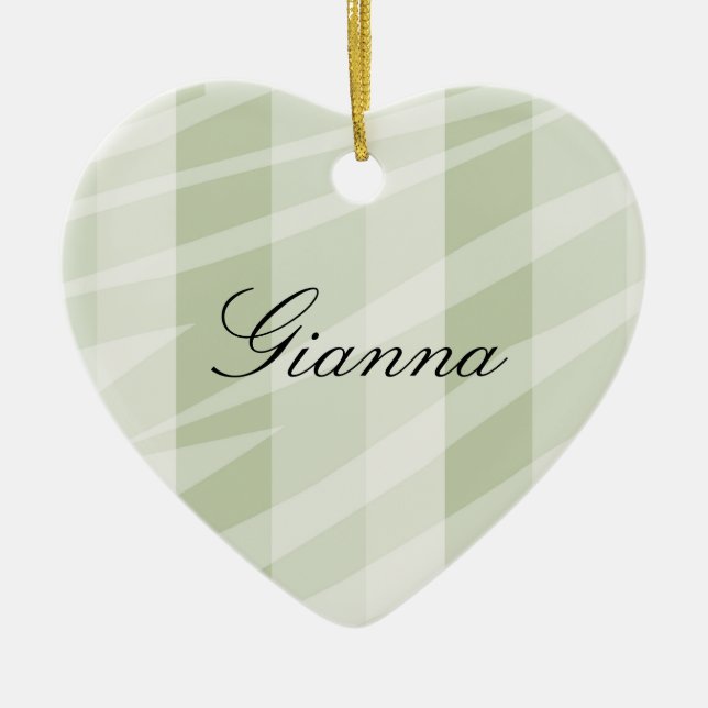 Mint Green White Zebra Stripes Ceramic Tree Decoration (Front)