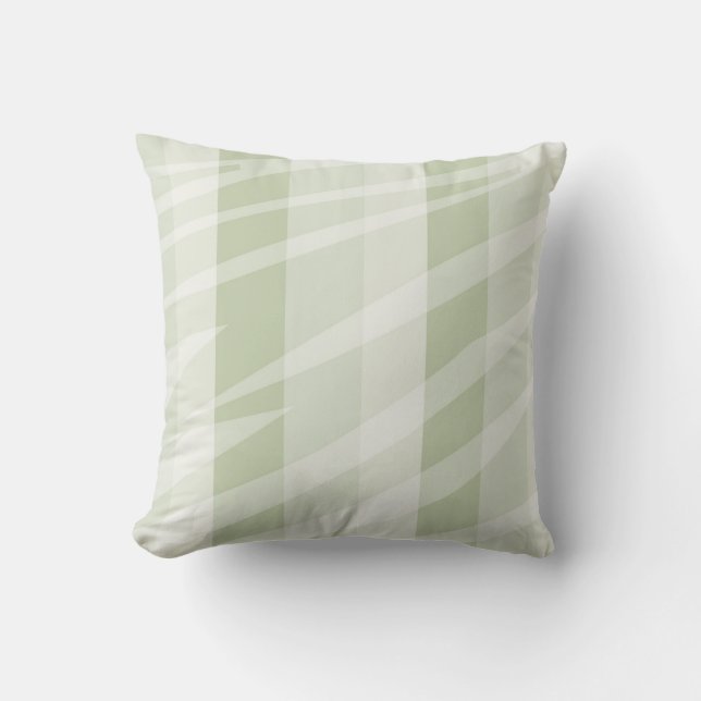 Mint Green White Zebra Stripes Cushion (Front)