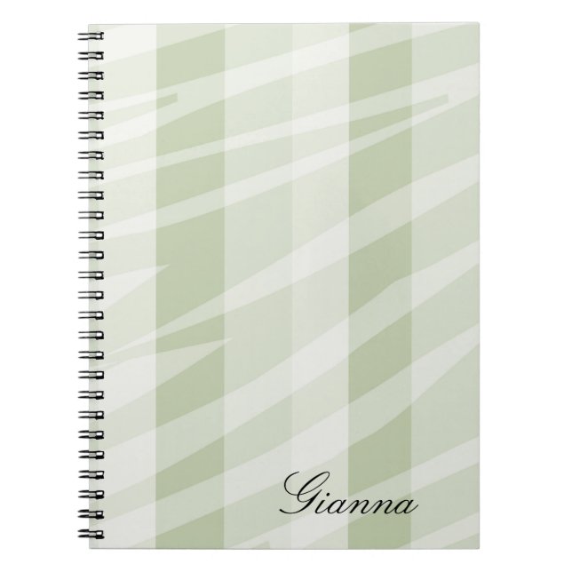 Mint Green White Zebra Stripes Notebook (Front)