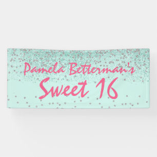 Mint Green with Bling Sweet 16 Banner