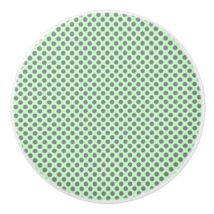 Mint Green With Grey Polka Dots by Shirley Taylor Ceramic Knob