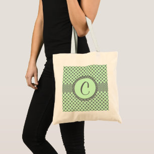 Mint Green with Grey Polka Dots-Monogram STaylor Tote Bag