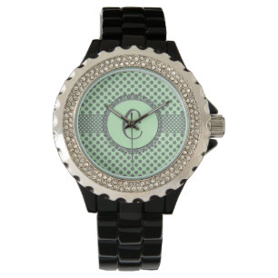 Mint Green with Grey Polka Dots-Monogram STaylor Watch