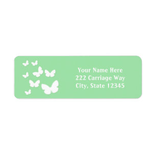 Mint Green with White Butterflies Address Labels