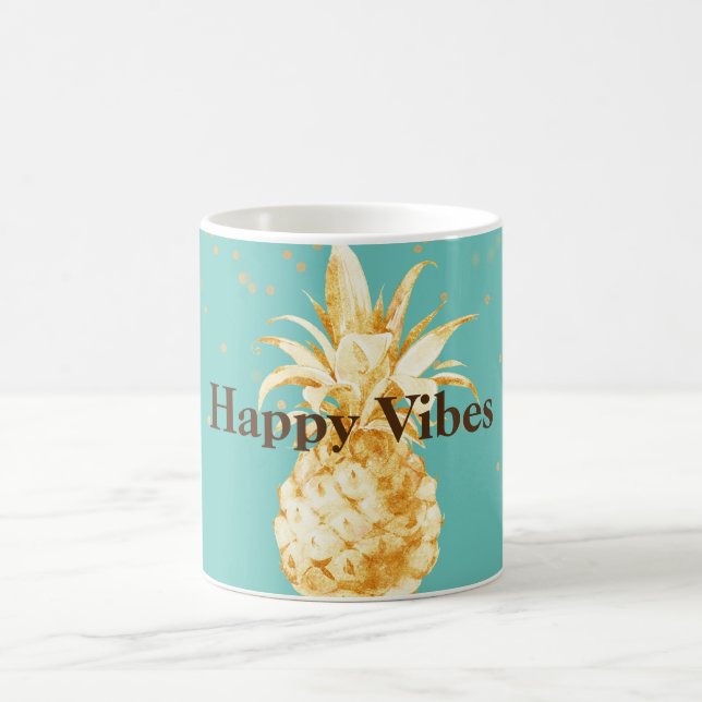 Mint Green Yellow Gold Pineapple Coffee Mug (Center)