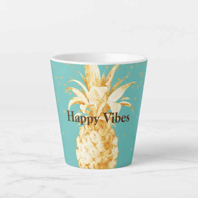 Mint Green Yellow Gold Pineapple Latte Mug (Front)