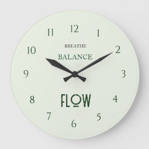 Mint Green Yoga Large Clock