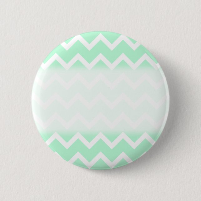 Mint Green Zigzag Chevron Stripes. 6 Cm Round Badge (Front)