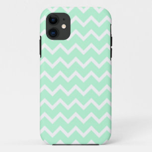 Mint Green Zigzag Chevron Stripes. iPhone 11 Case