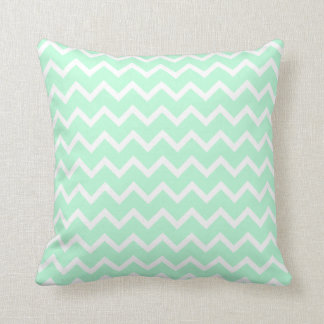 Mint Green Zigzag Chevron Stripes. Cushion