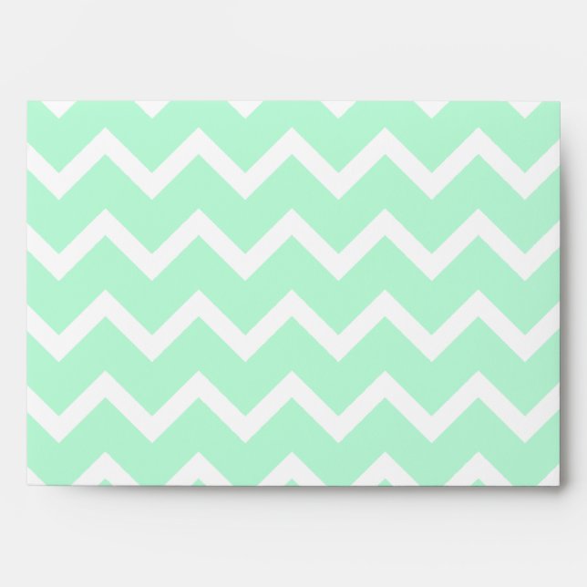 Mint Green Zigzag Chevron Stripes. Envelopes (Front)
