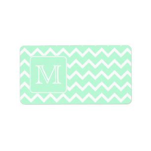 Mint Green Zigzag with Custom Monogram. Label