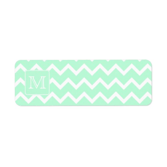 Mint Green Zigzag with Custom Monogram. Return Address Label