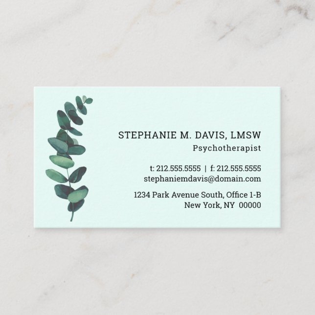 Mint Greenery Business Card (Front)